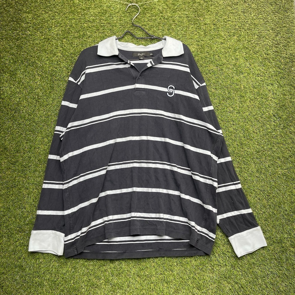 Vintage Sean John Polo Shirt Mens 3XL Long Sleeve Striped Preppy Casual Slim Fit